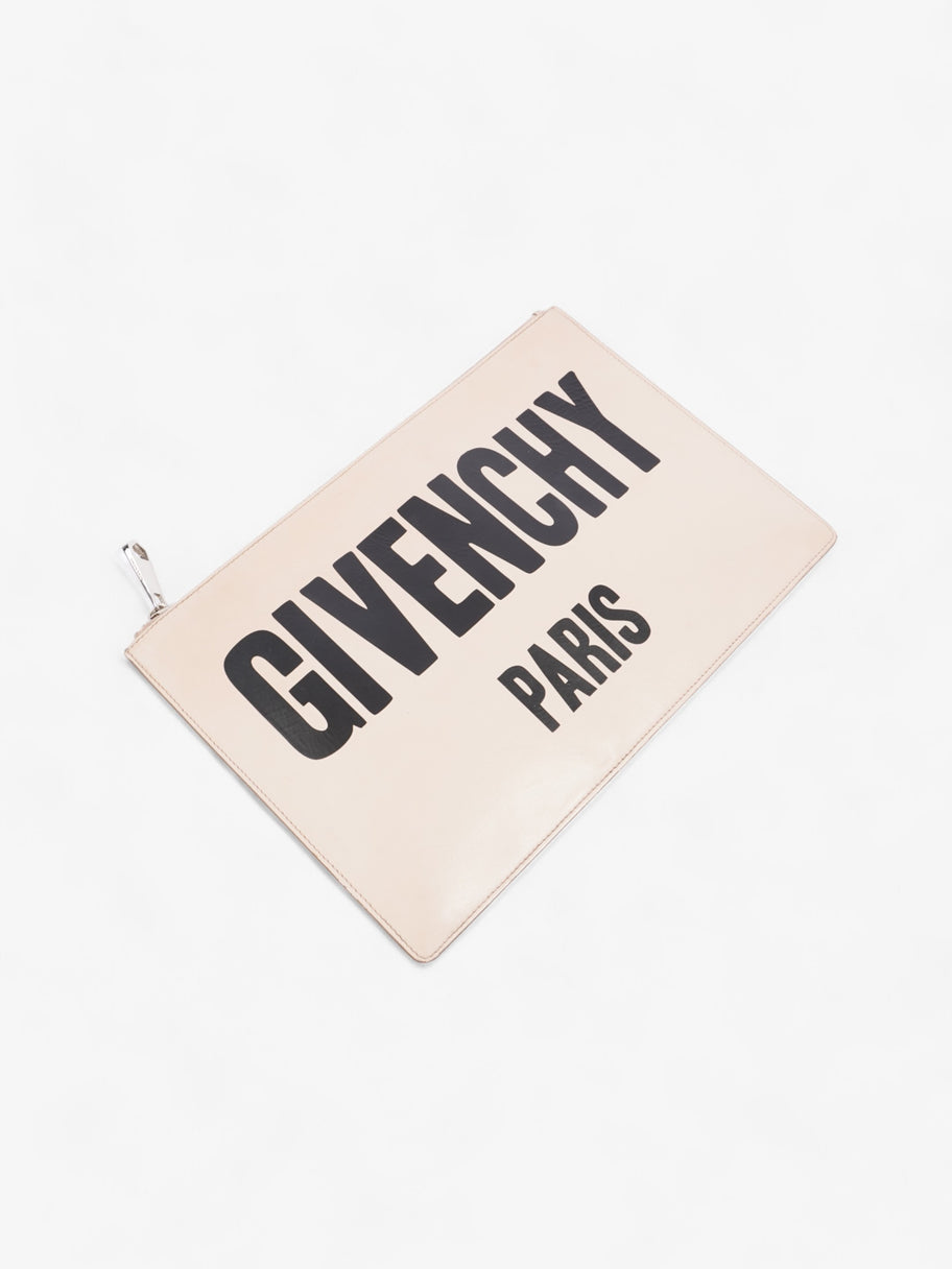 Givenchy Logo Zip Pouch Beige / Black Leather Image 5