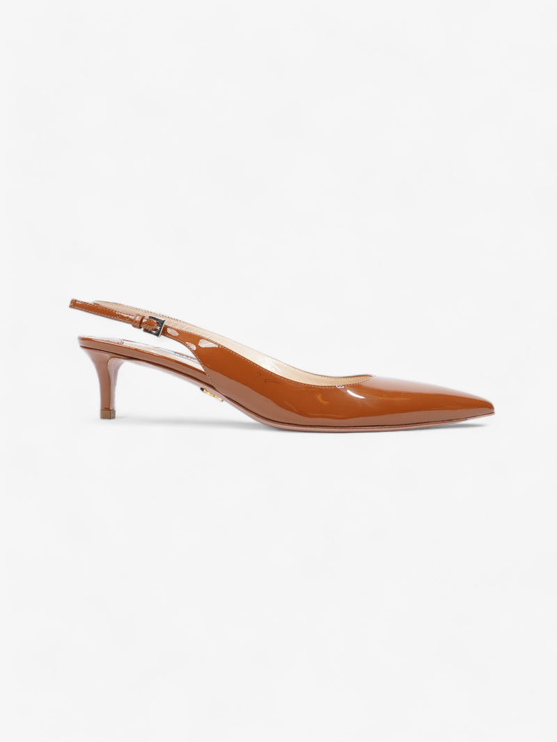  Slingback Pump 45 Brown Patent Leather EU 39 UK 6