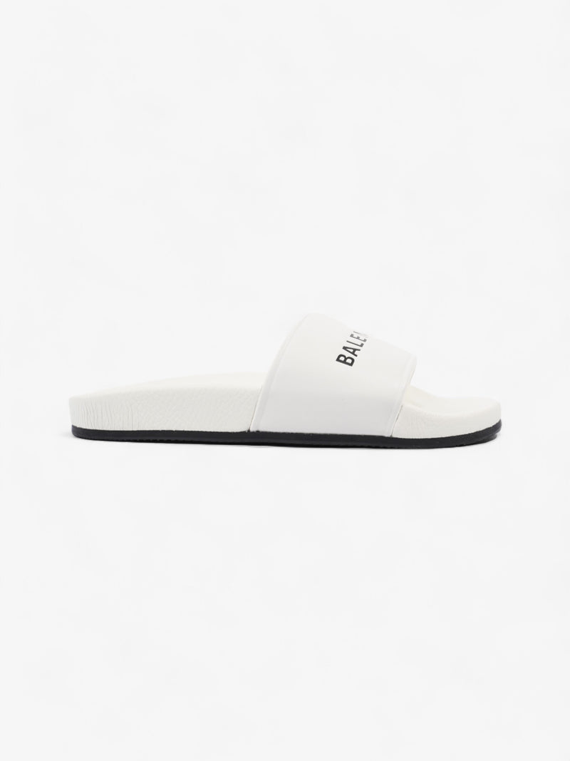  Balenciaga Logo Slider White / Black Nappa Leather EU 40 UK 7