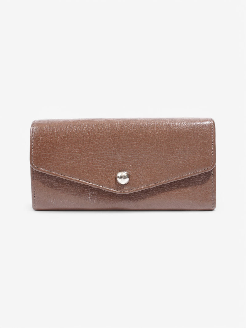  Mulberry Dome Rivet Continental Wallet Taupe Goatskin Leather