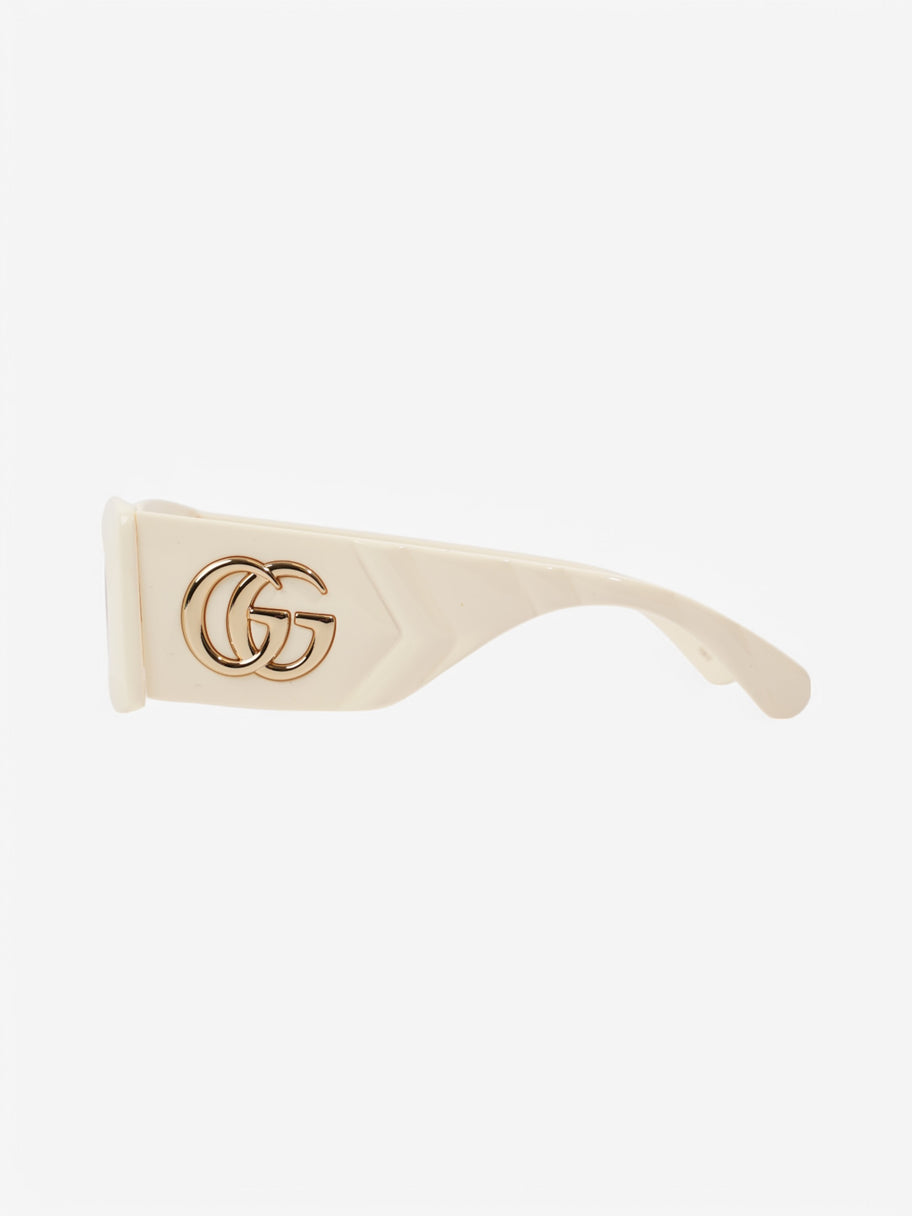 Gucci GG Logo Quilted Rectangular Sunglasses Cream / Gold Acetate 145mm Image 3