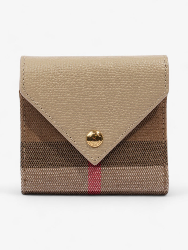  Burberry Fold Triangular Flap Wallet Nova Check / Beige Canvas