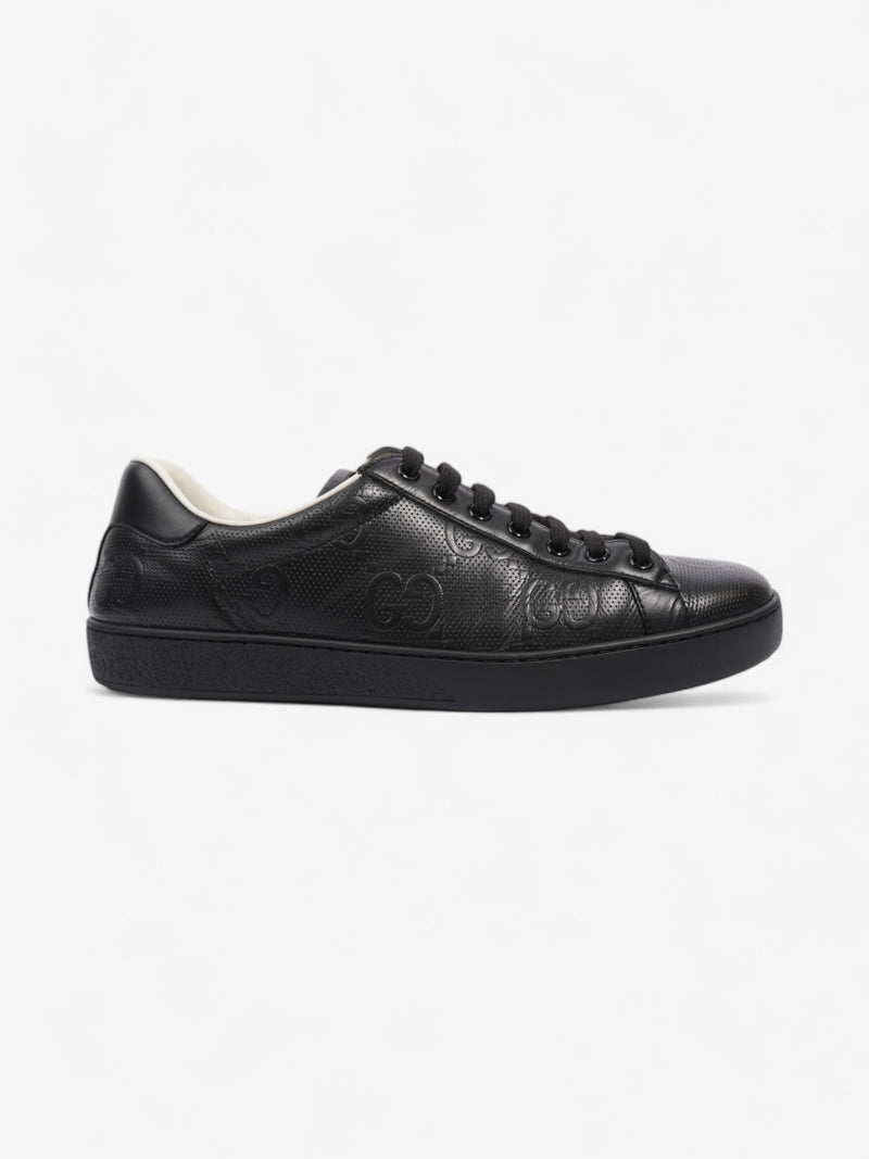  Gucci GG Ace Embossed Trainers Black Leather EU 41 UK 7