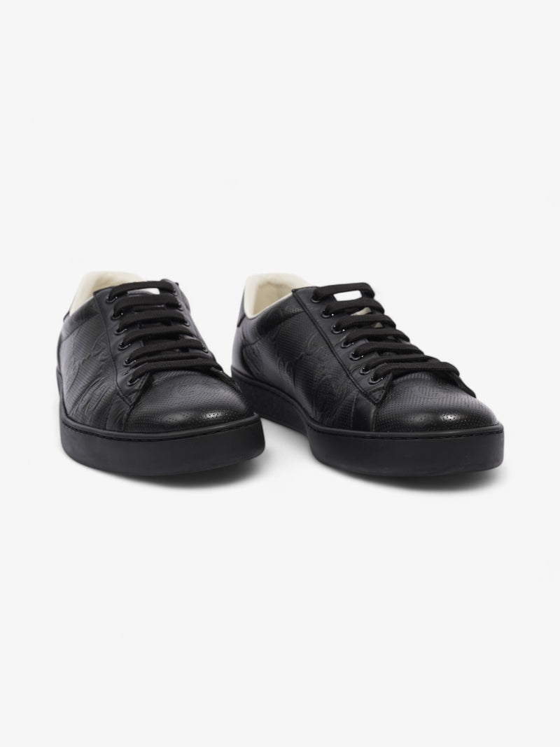  Gucci GG Ace Embossed Trainers Black Leather EU 41 UK 7