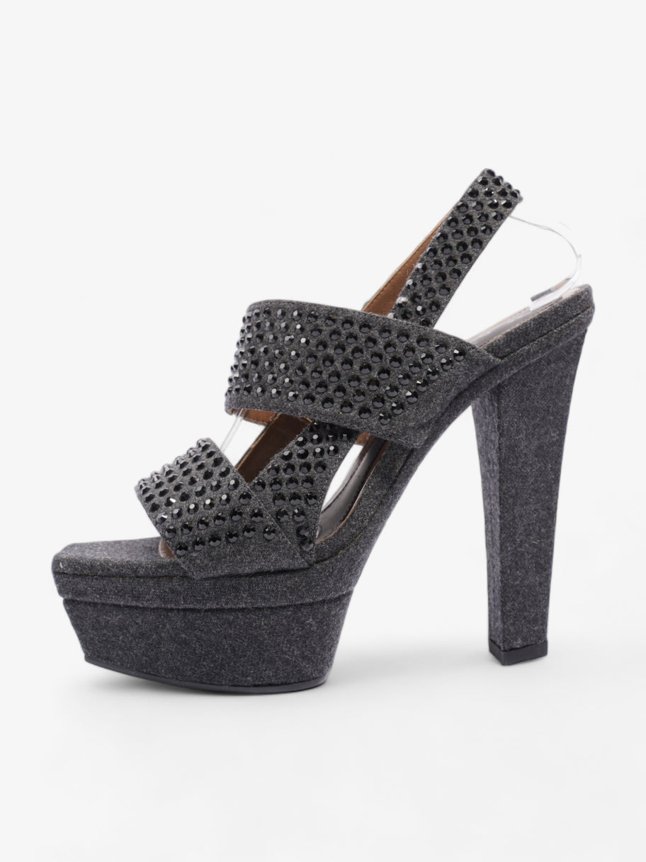 Embellished Slingback Heels 130mm Grey Felt EU 39 UK 6 Image 5