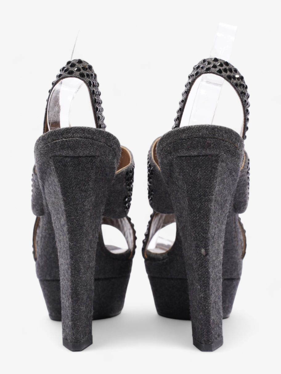 Embellished Slingback Heels 130mm Grey Felt EU 39 UK 6 Image 6