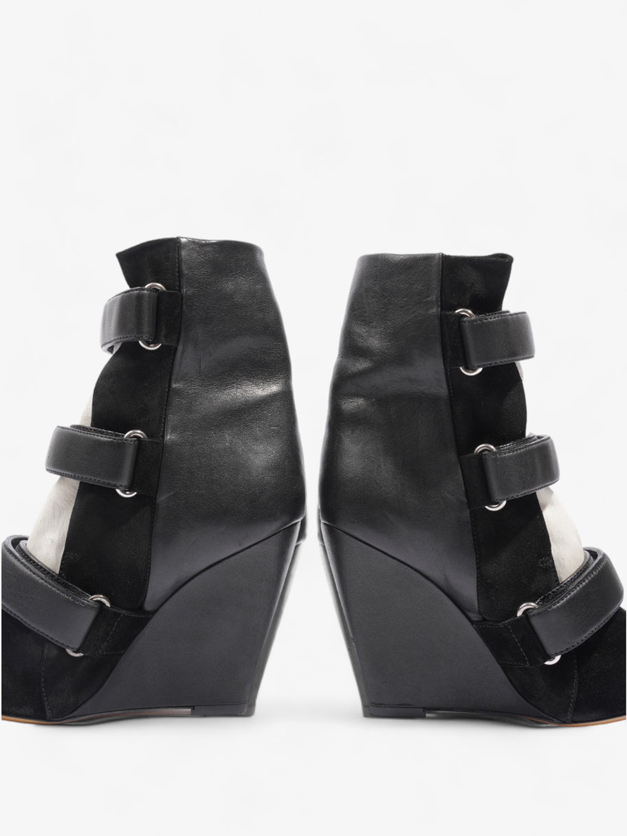 Isabel Marant Velcro Strap Pony Hair Wedges 115mm Black / White Calfskin Leather EU 40 UK 7 Image 9