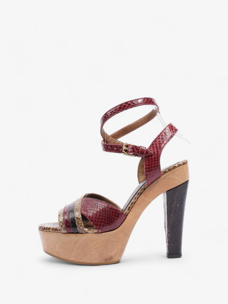 Marni Embossed Python Platform Heel 95mm Brown / Red Leather EU 37 UK 4 Image 5