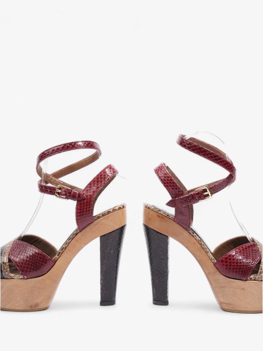 Marni Embossed Python Platform Heel 95mm Brown / Red Leather EU 37 UK 4 Image 8