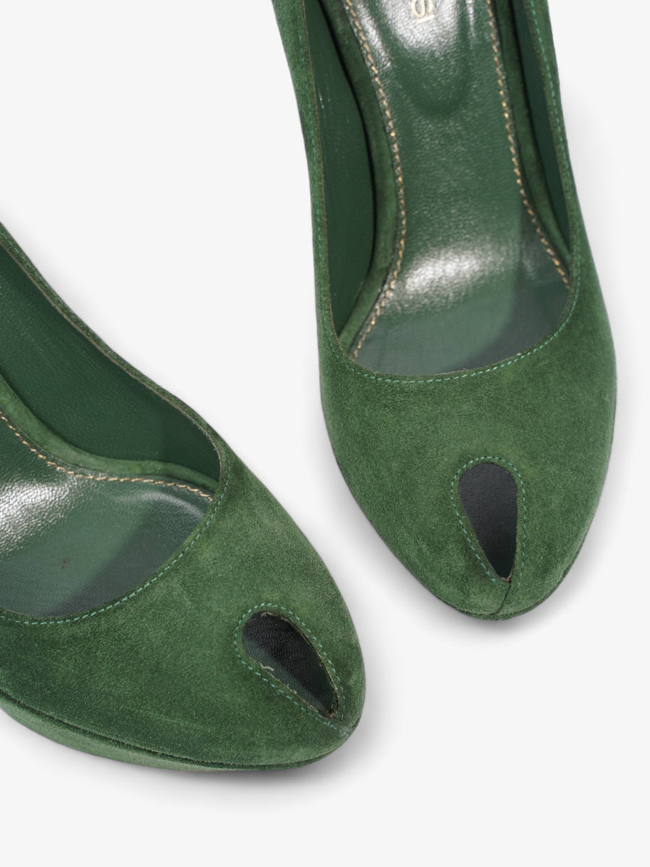 Sergio Rossi Peep Tote Pump 110 Green Suede EU 35 UK 2 Image 10