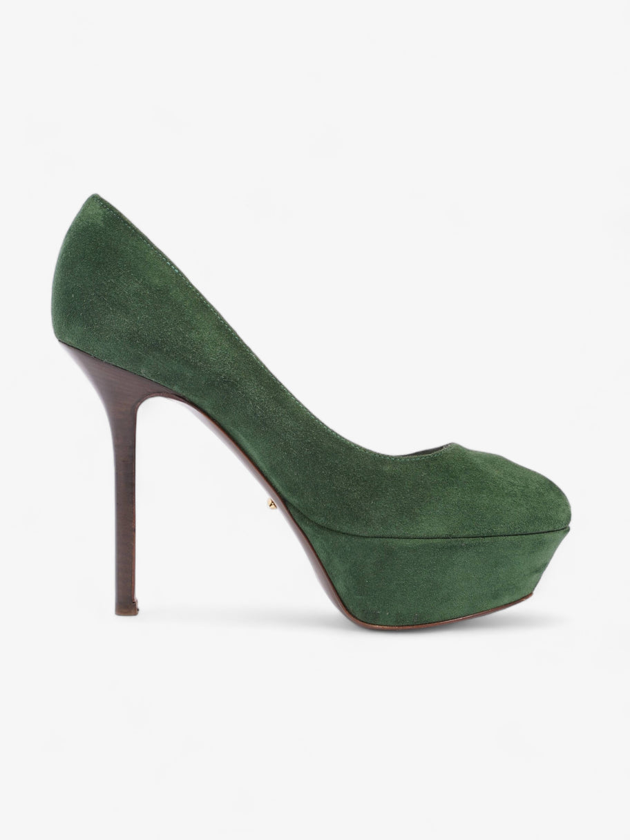 Sergio Rossi Peep Tote Pump 110 Green Suede EU 35 UK 2 Image 4