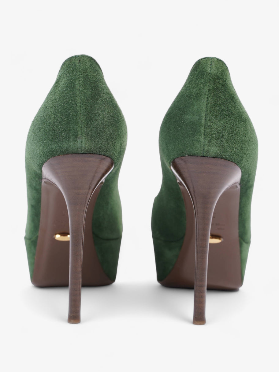 Sergio Rossi Peep Tote Pump 110 Green Suede EU 35 UK 2 Image 6