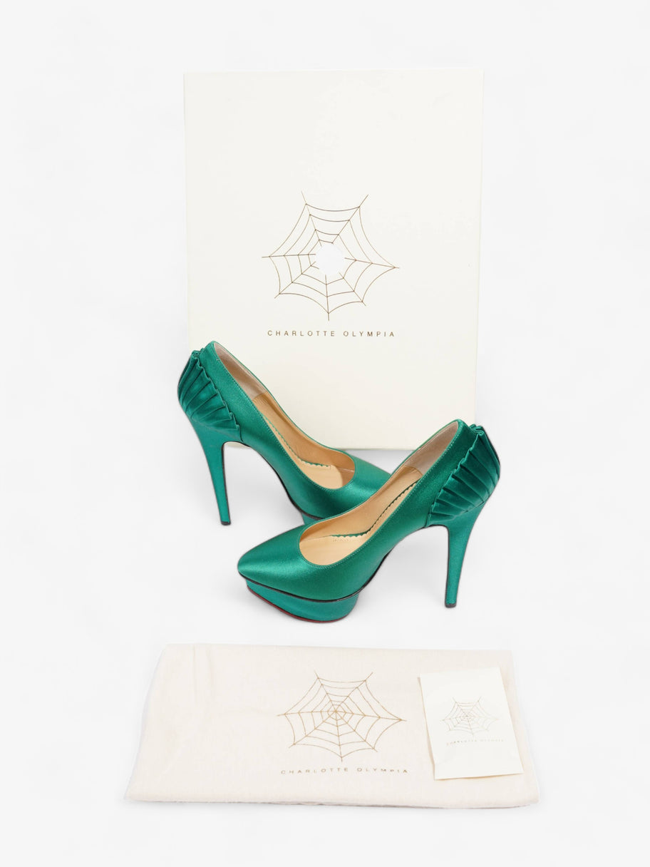 Charlotte Olympia Platform Sandal 130 Green Satin EU 35 UK 2 Image 9