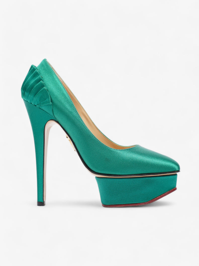  Charlotte Olympia Platform Sandal 130 Green Satin EU 35 UK 2