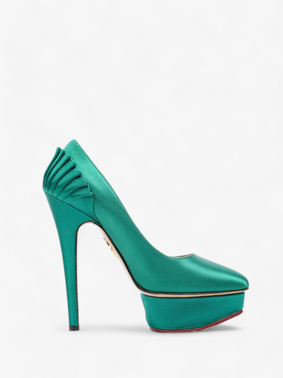 Charlotte Olympia Platform Sandal 130 Green Satin EU 35 UK 2 Image 4