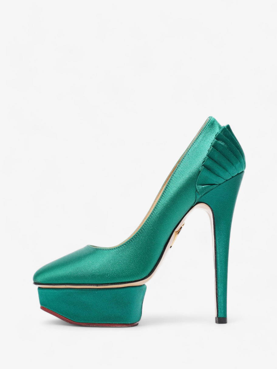 Charlotte Olympia Platform Sandal 130 Green Satin EU 35 UK 2 Image 5