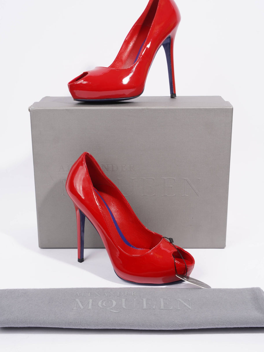 Alexander McQueen Peep Toe Heel 120 Red Patent Leather EU 36 UK 3 Image 9