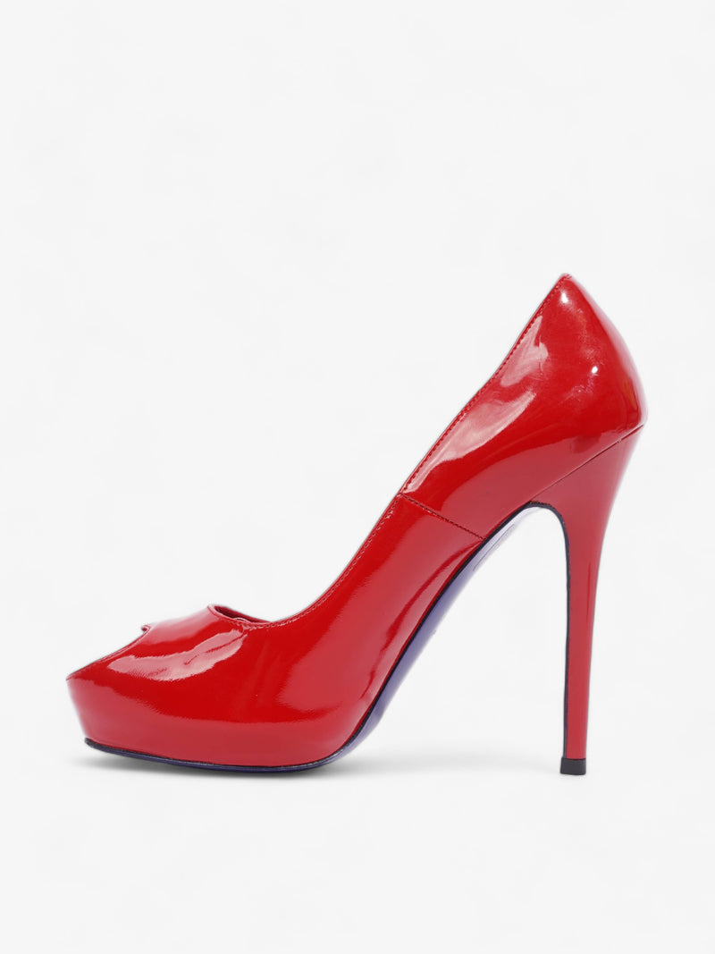  Alexander McQueen Peep Toe Heel 120 Red Patent Leather EU 36 UK 3