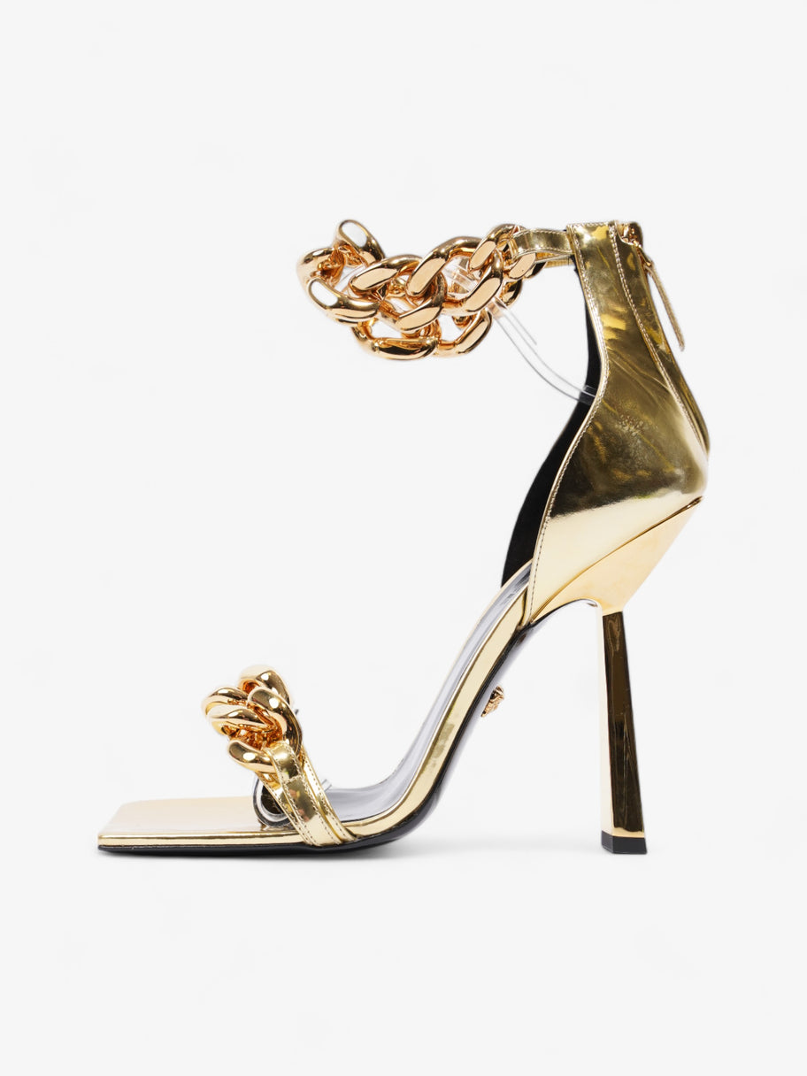 Versace Medusa Chain Heels 110 Gold Patent Leather EU 41 UK 8 Image 5