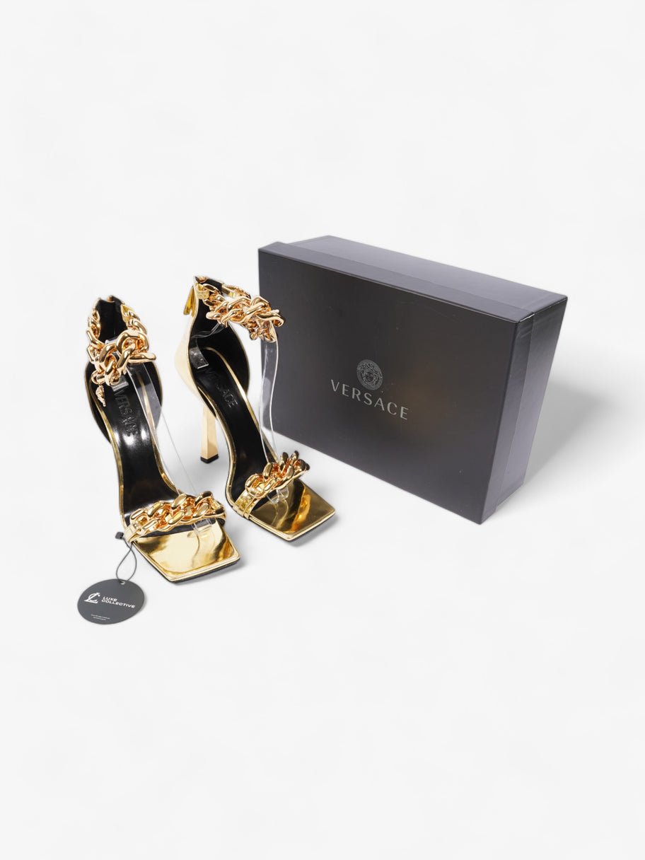 Versace Medusa Chain Heels 110 Gold Patent Leather EU 41 UK 8 Image 8