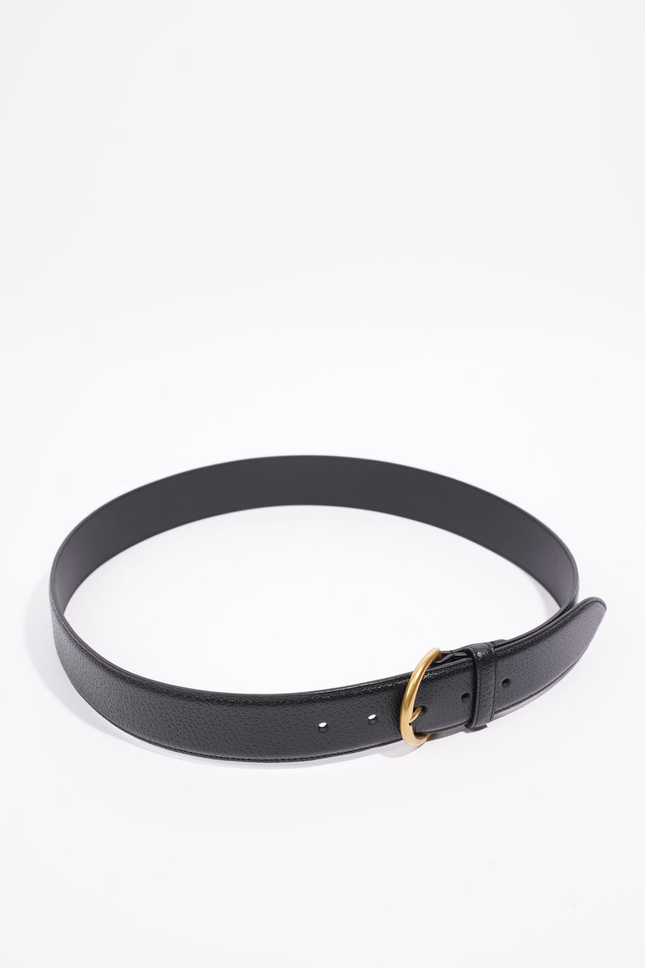 Buckle Belt Black / Gold Buckle Leather 90cm 36