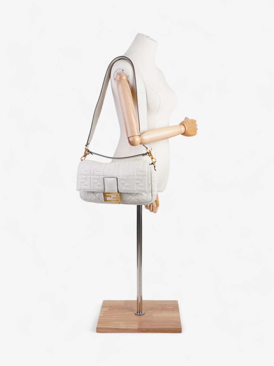 Fendi Baguette White Embossed Leather Image 2