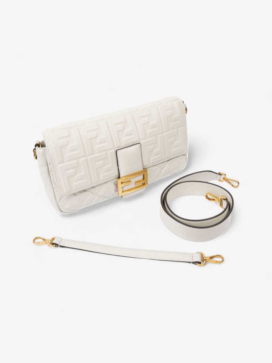 Fendi Baguette White Embossed Leather Image 7