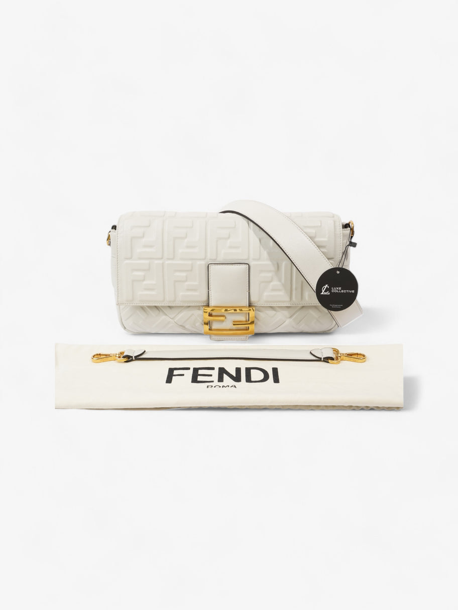 Fendi Baguette White Embossed Leather Image 10