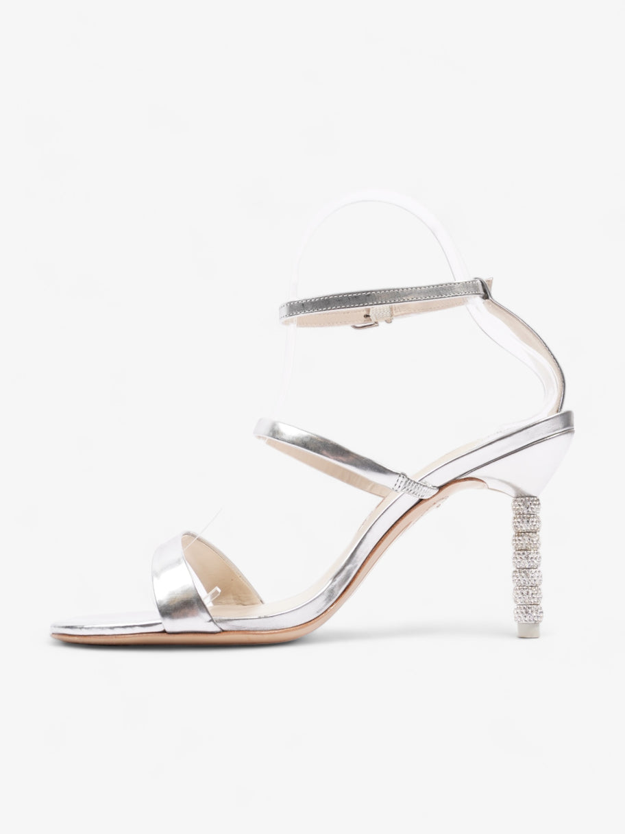 Sophia Webster Rosalind Crystal Mid Sandal 90 Silver Leather EU 37 UK 4 Image 3