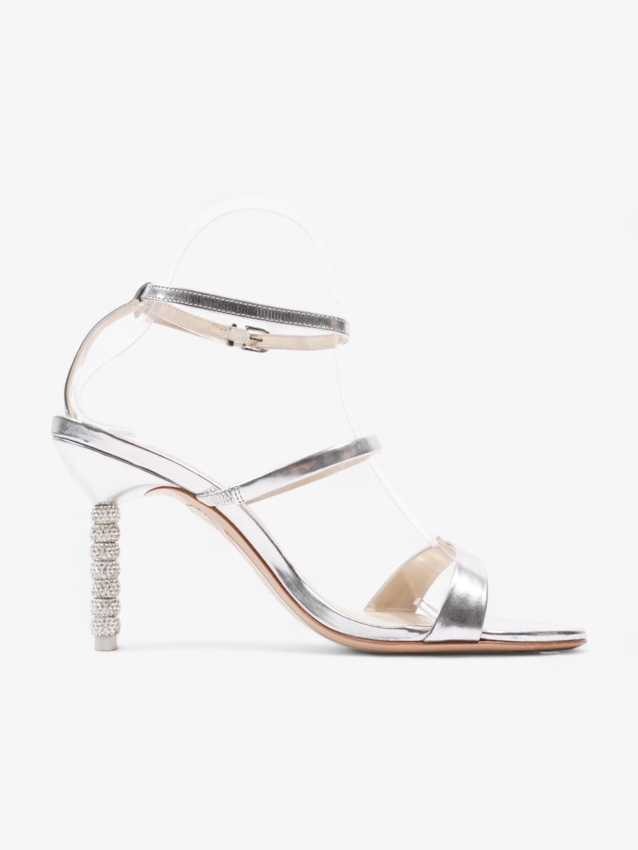 Sophia Webster Rosalind Crystal Mid Sandal 90 Silver Leather EU 37 UK 4 Image 4