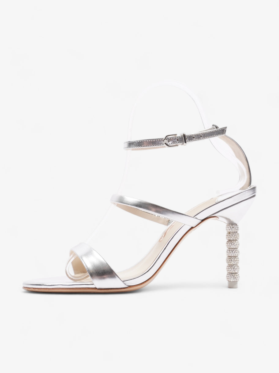 Sophia Webster Rosalind Crystal Mid Sandal 90 Silver Leather EU 37 UK 4 Image 5