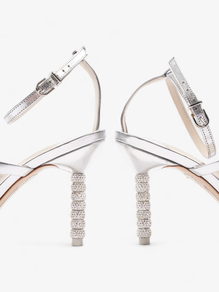 Sophia Webster Rosalind Crystal Mid Sandal 90 Silver Leather EU 37 UK 4 Image 9