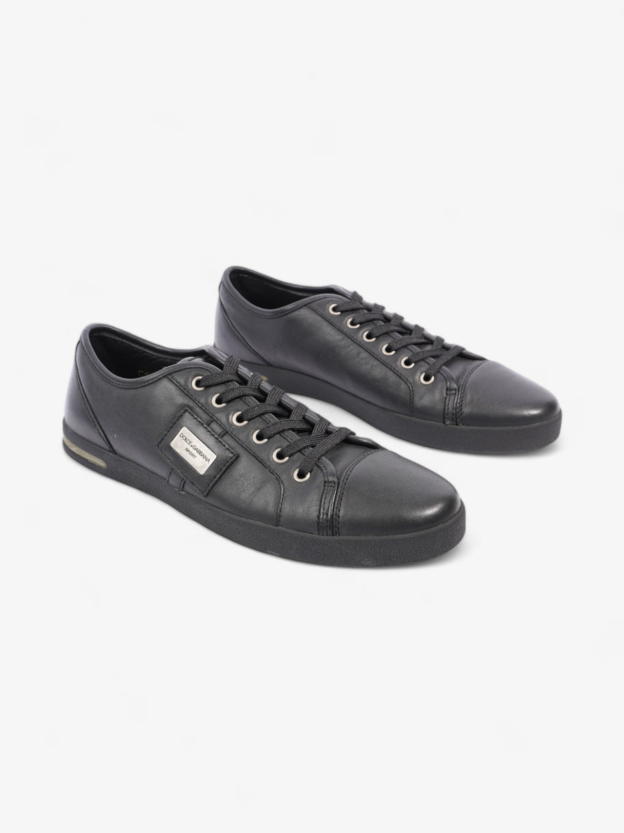 Dolce and Gabbana Logo Plaque Sneakers Black Leather EU 40.5 UK 6.5 Image 2