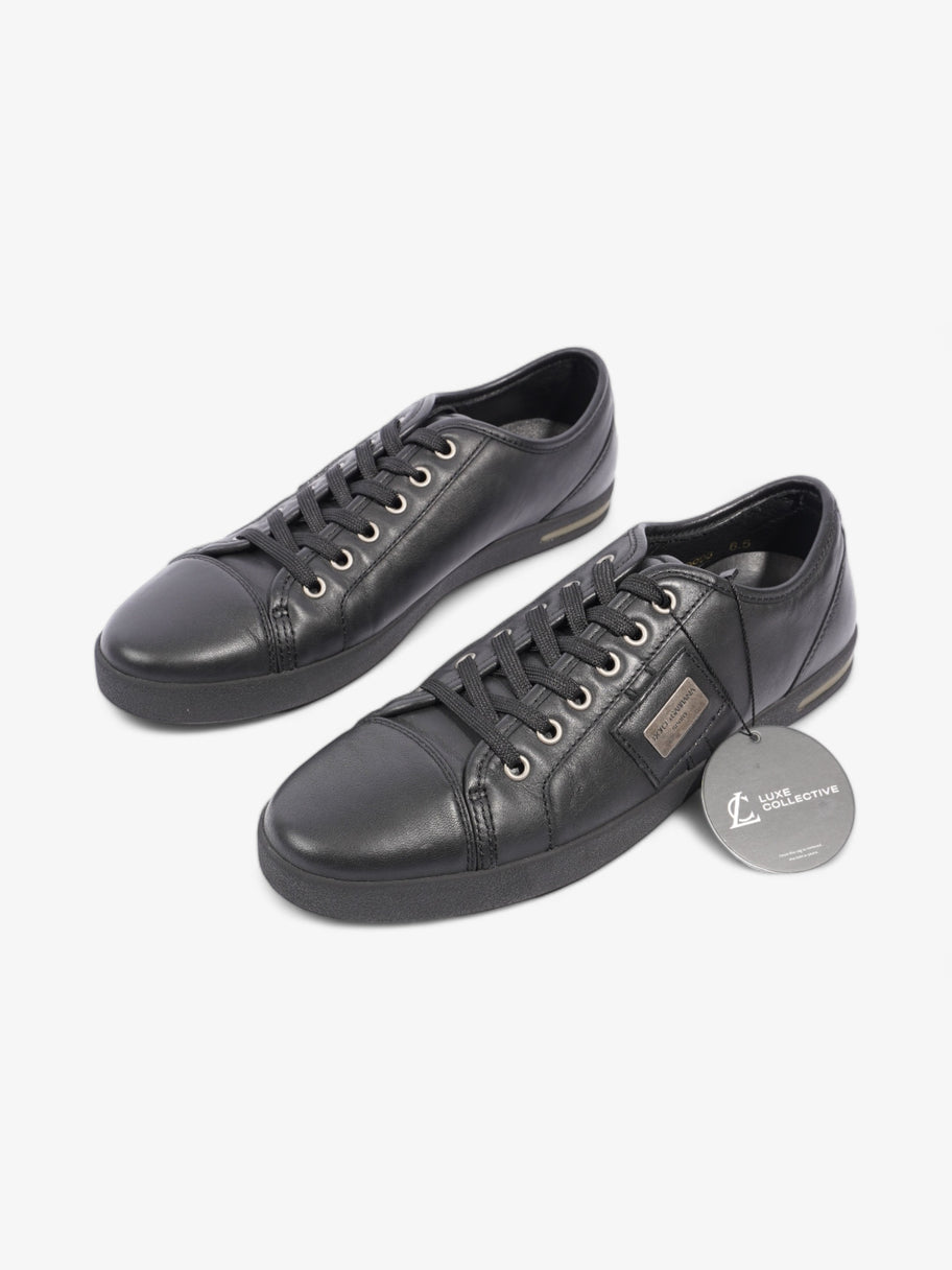 Dolce and Gabbana Logo Plaque Sneakers Black Leather EU 40.5 UK 6.5 Image 9