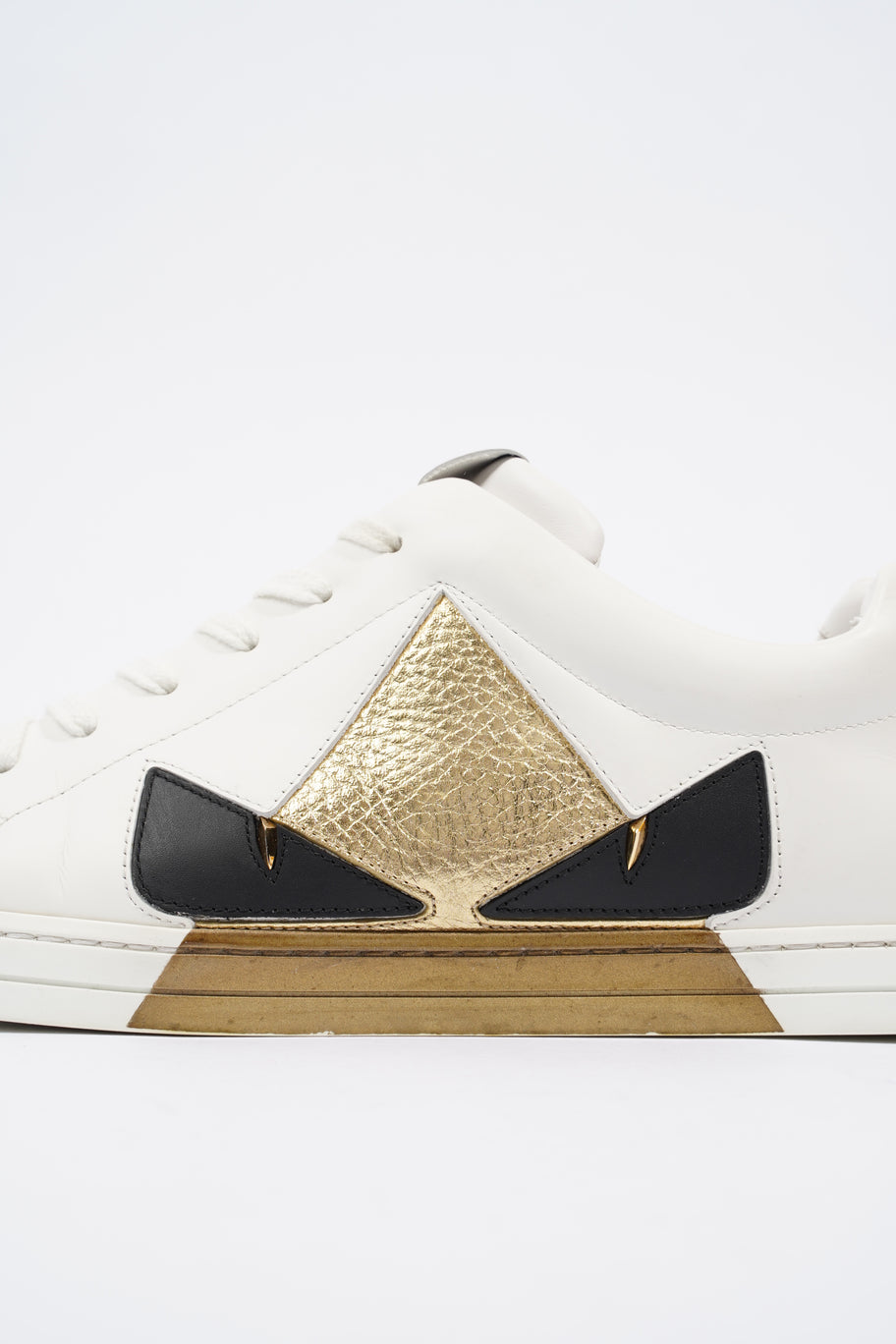 Fendi Monster Eyes Sneaker White / Gold / Black Leather EU 42 UK 8 Image 10