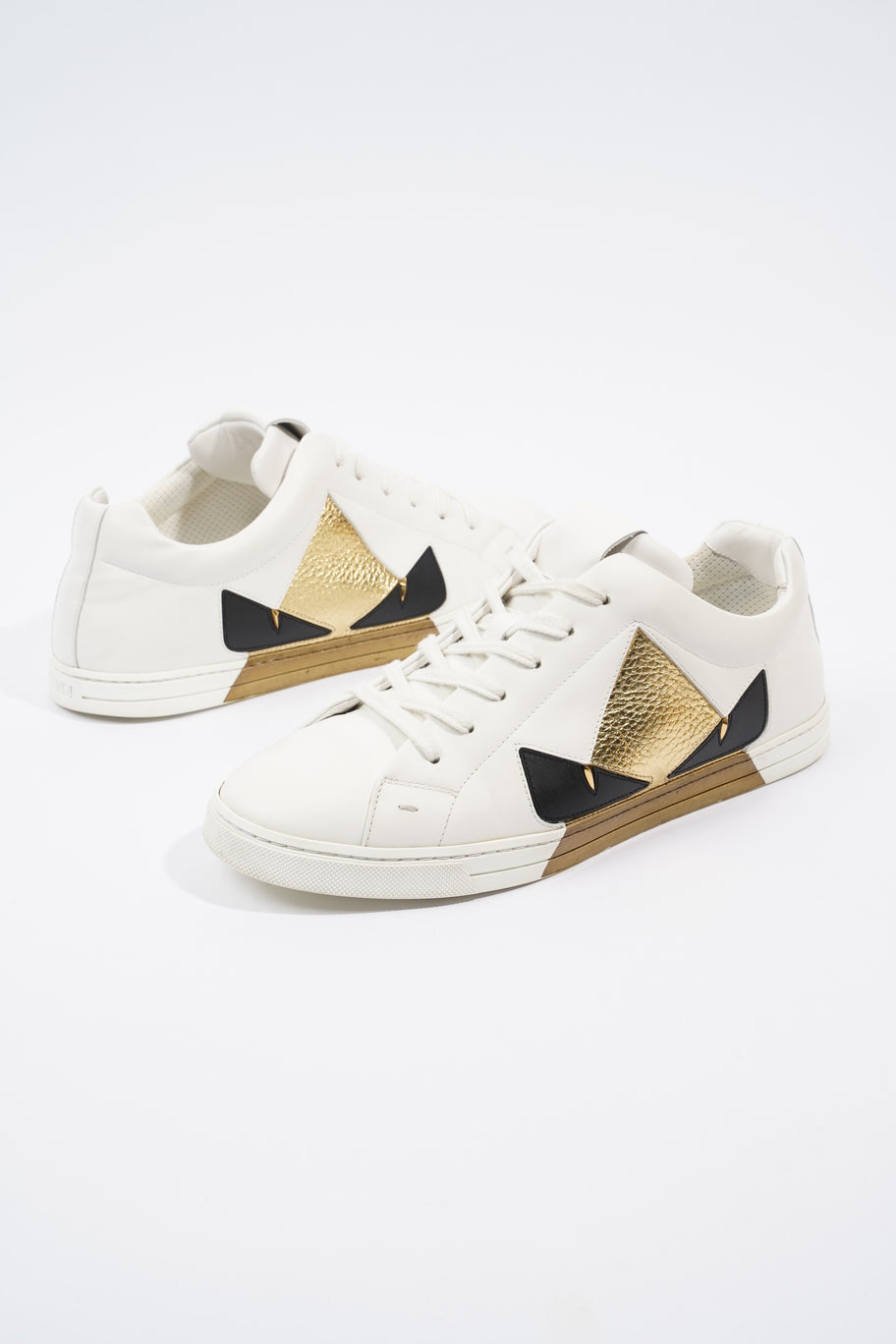 Fendi Monster Eyes Sneaker White / Gold / Black Leather EU 42 UK 8 Image 8