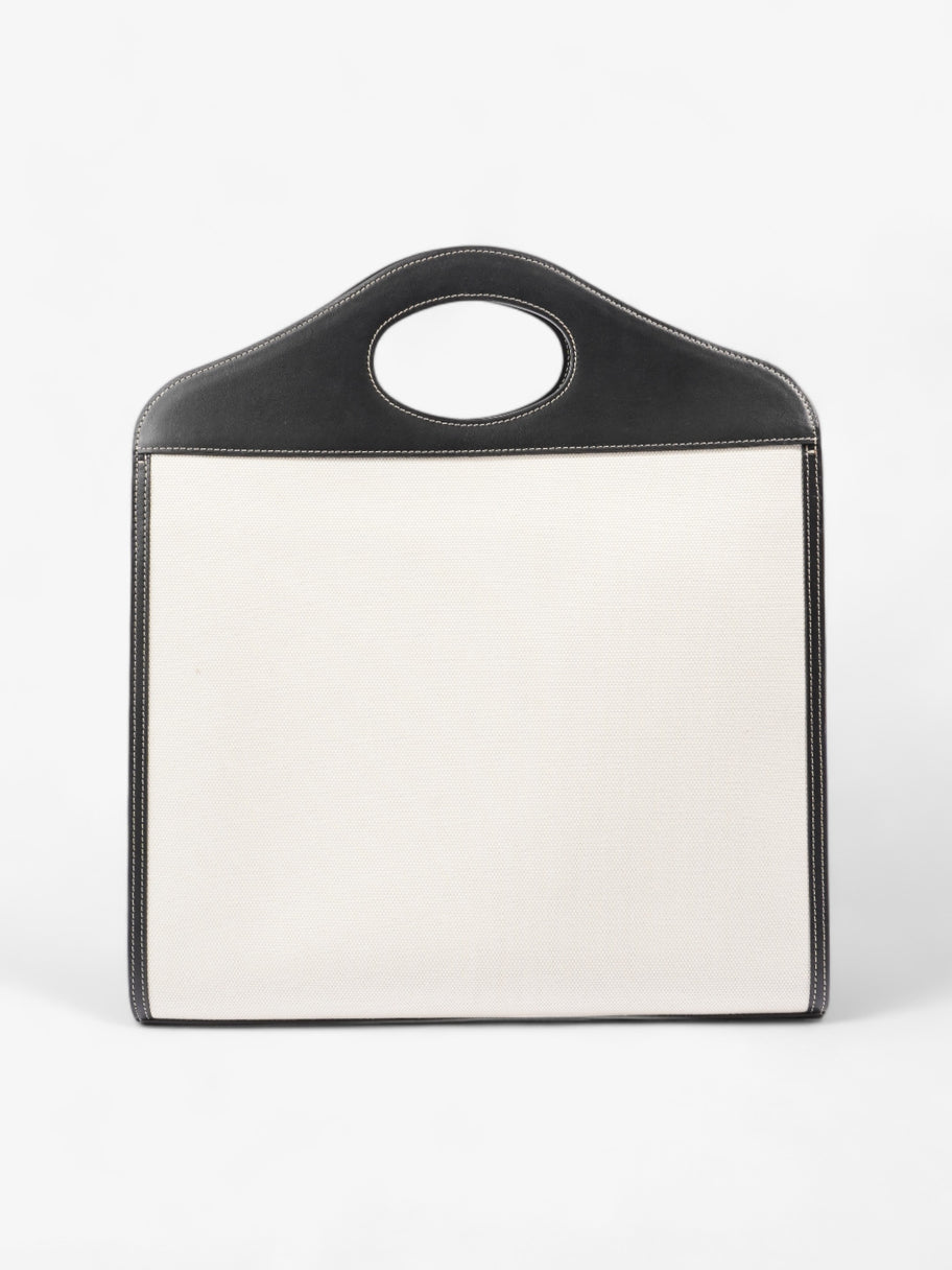 Burberry Pocket Bag Cream / Black Canvas Medium Image 4