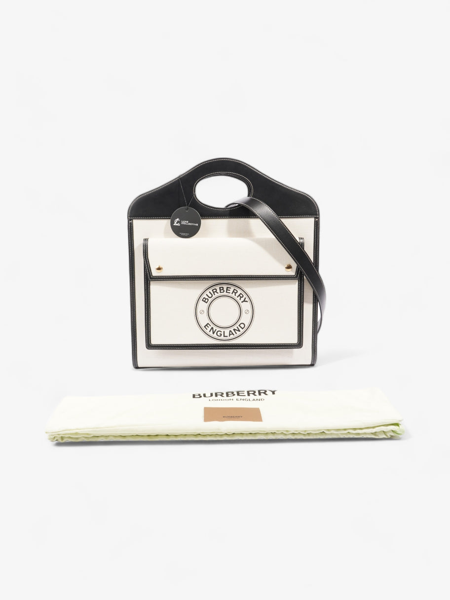 Burberry Pocket Bag Cream / Black Canvas Medium Image 8