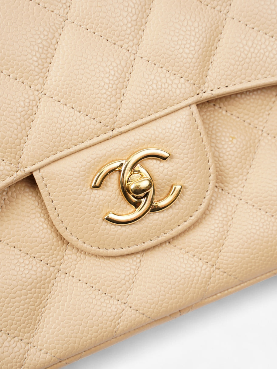 Chanel Classic Double Flap Beige Caviar Leather Jumbo Image 7