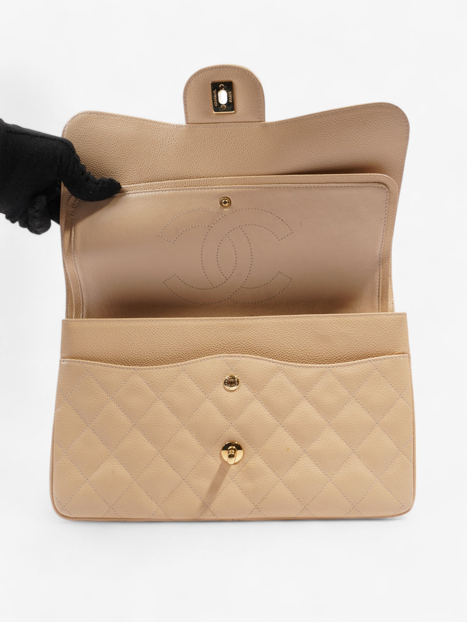 Chanel Classic Double Flap Beige Caviar Leather Jumbo Image 8