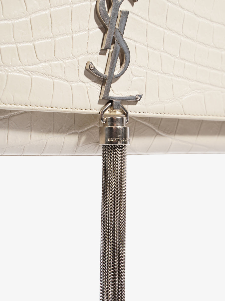 Saint Laurent Kate Tassel Bag White Embossed Leather Medium Image 10