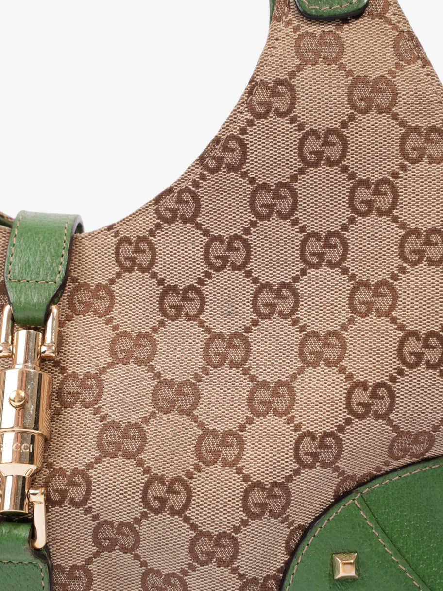 Gucci Jackie Beige And Ebony GG Supreme / Green Canvas Image 8