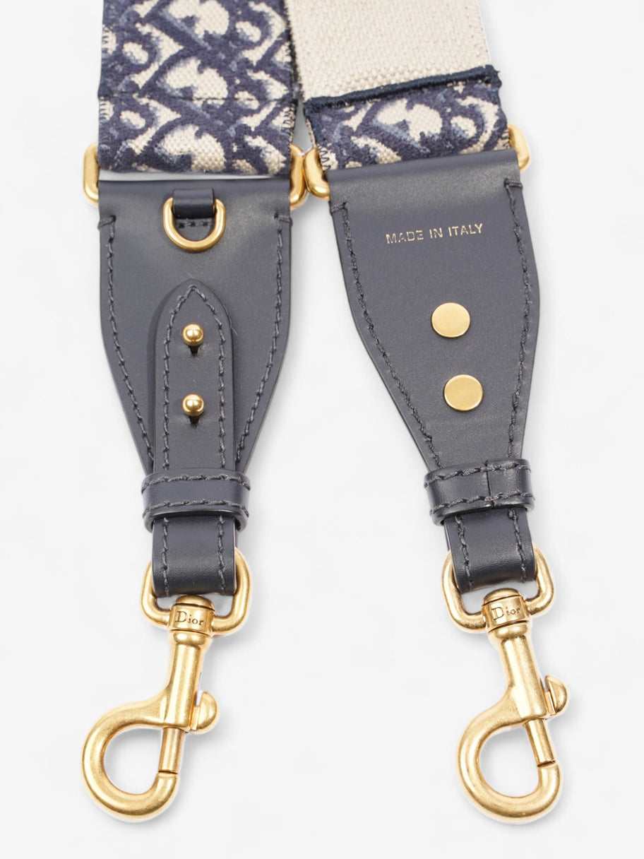 Christian Dior Adjustable Shoulder Strap With Ring Blue Oblique / Gold Cotton Image 2