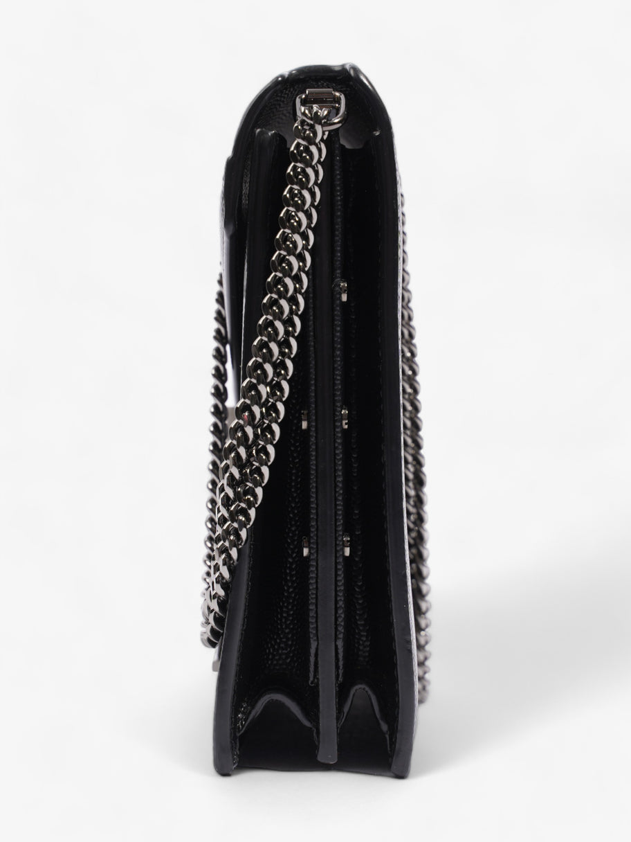 Saint Laurent Cassandra Chain Wallet Black Calfskin Leather Image 3