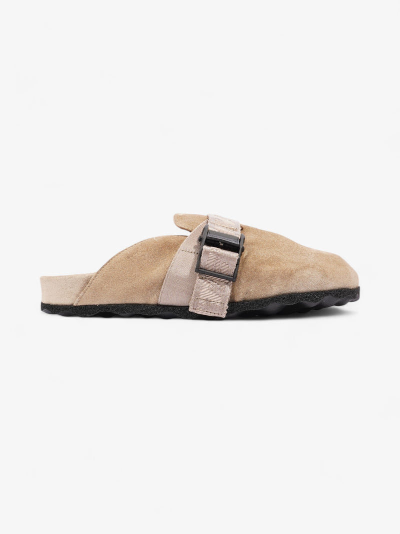  Off White Buckled Round-toe Mules Beige / Black Suede EU 37 UK 4