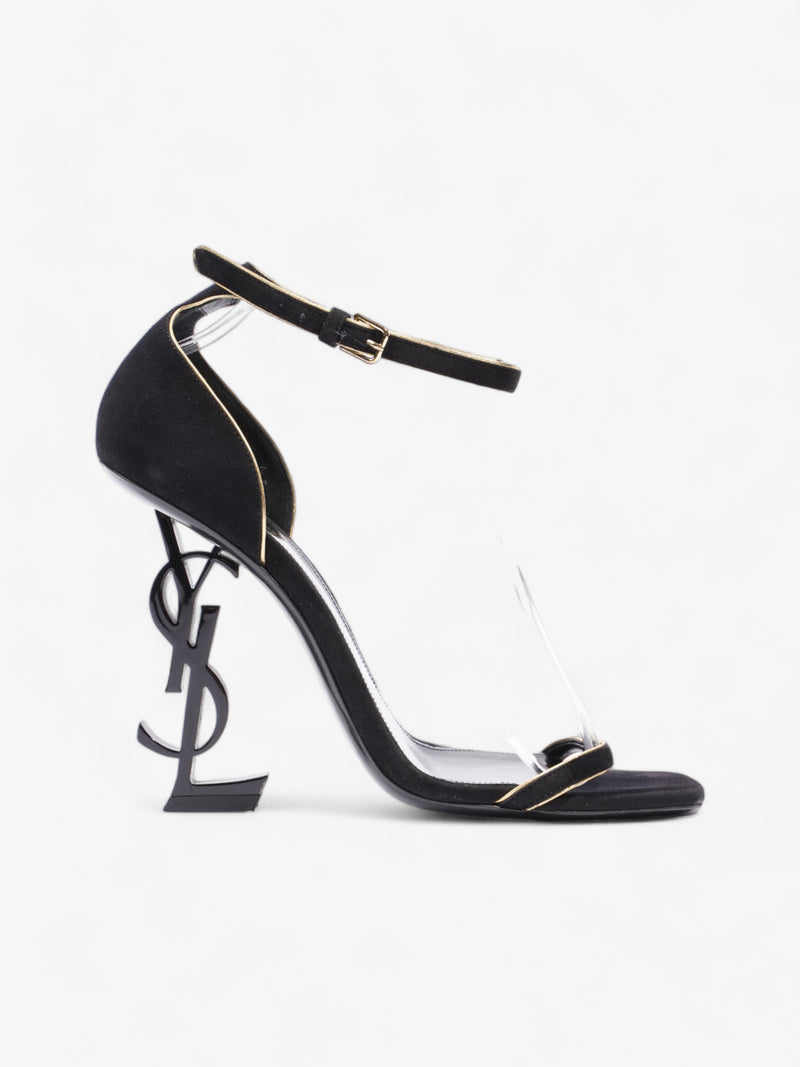  Saint Laurent Opyum Open Toe Heels 110mm Black / Gold Suede EU 37 UK 4