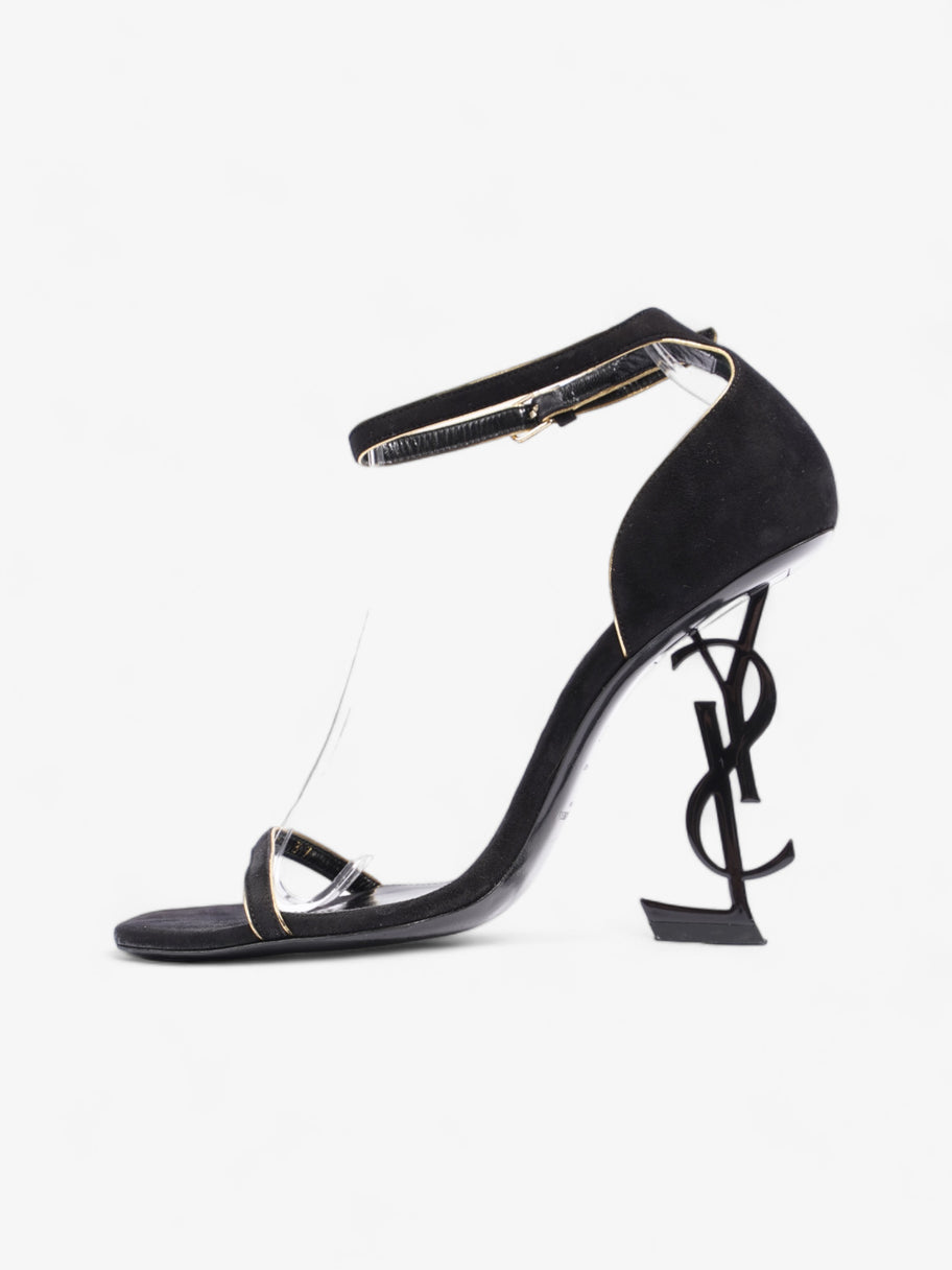 Saint Laurent Opyum Open Toe Heels 110mm Black / Gold Suede EU 37 UK 4 Image 3