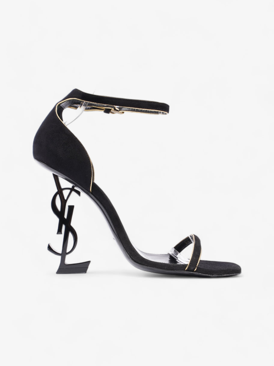 Saint Laurent Opyum Open Toe Heels 110mm Black / Gold Suede EU 37 UK 4 Image 4