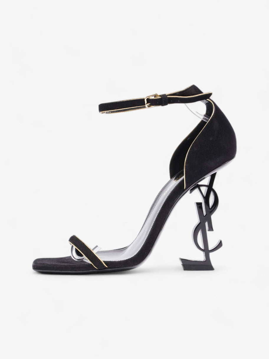 Saint Laurent Opyum Open Toe Heels 110mm Black / Gold Suede EU 37 UK 4 Image 5