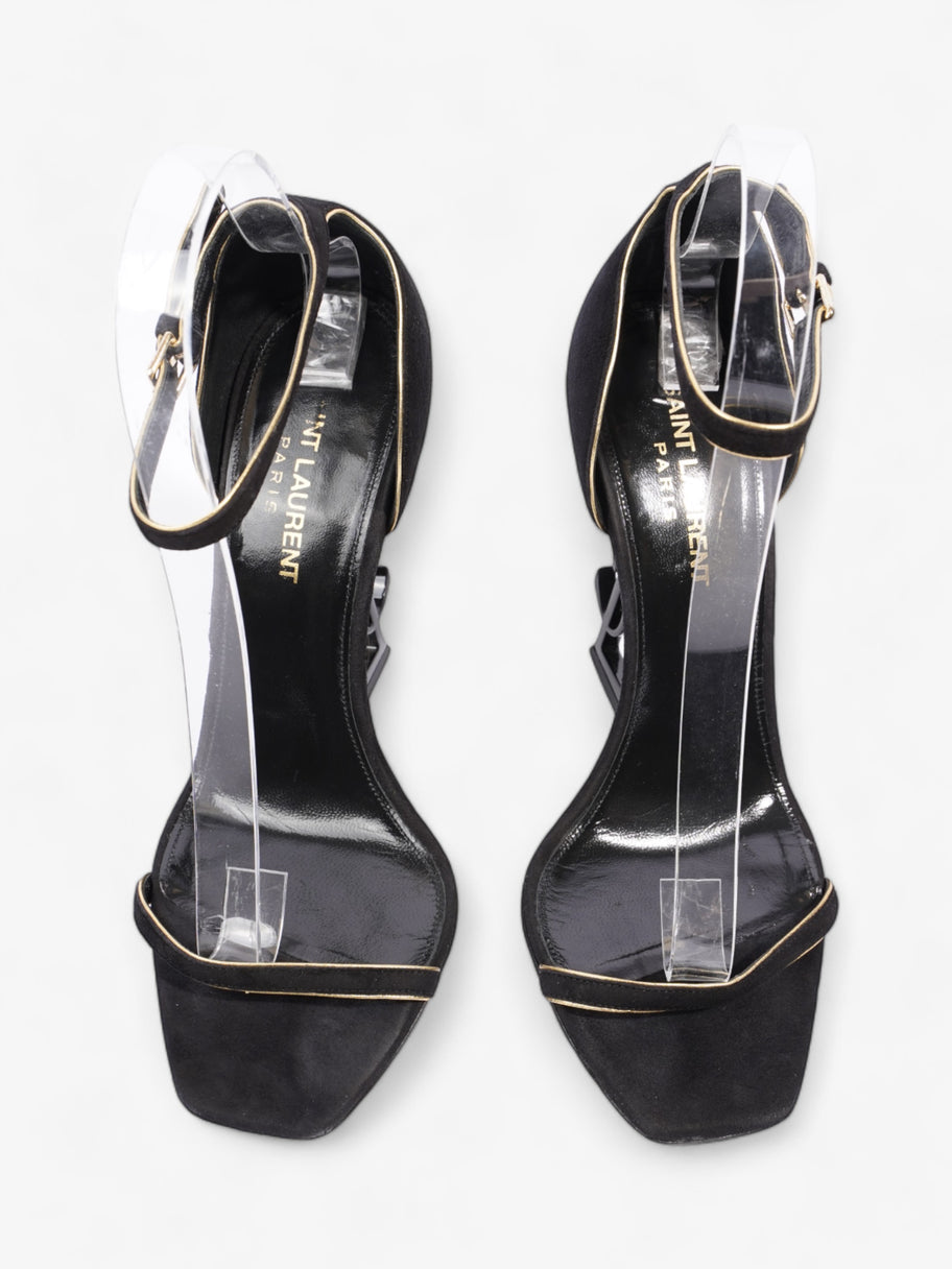 Saint Laurent Opyum Open Toe Heels 110mm Black / Gold Suede EU 37 UK 4 Image 7